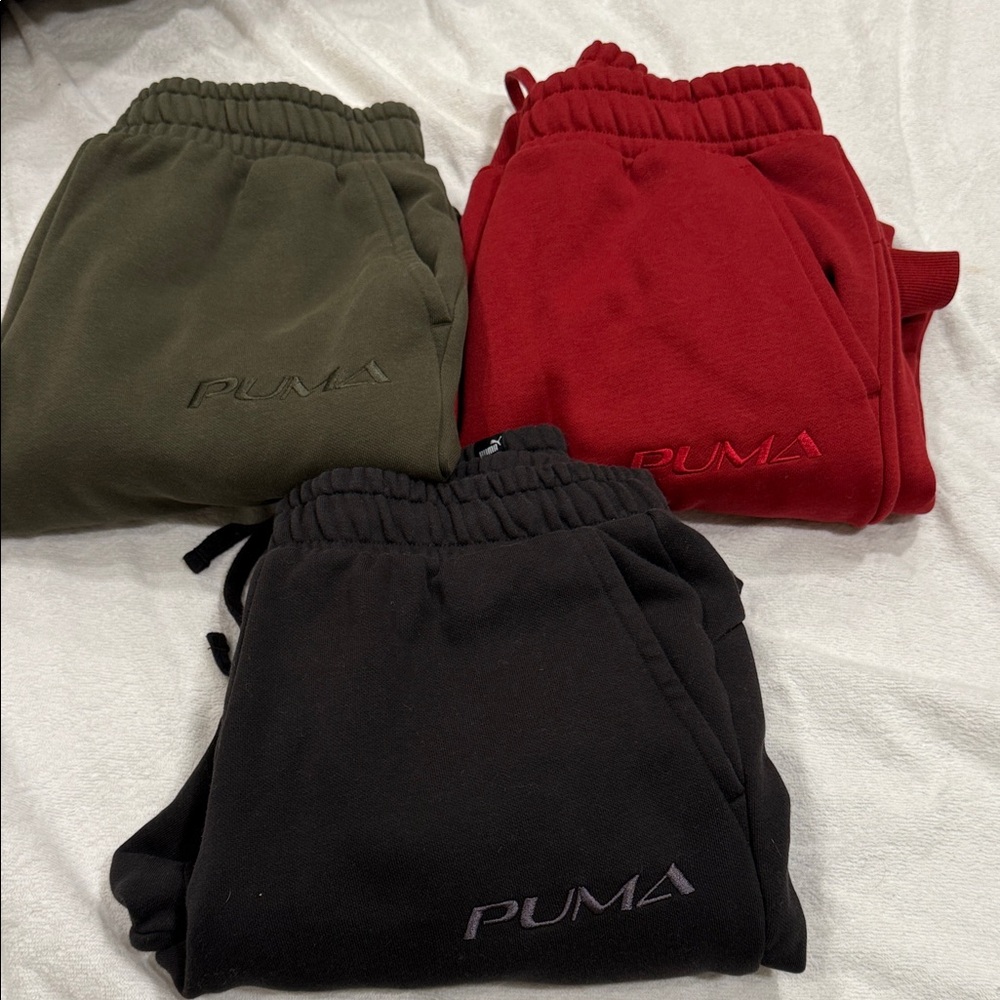 PUMA Men’s Sweatpants Trio - Red, Black, and Green
